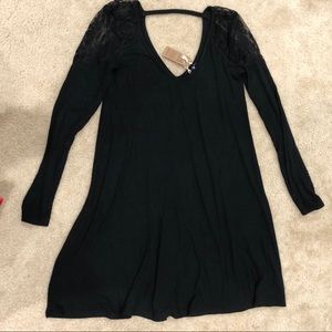 american eagle soft ribbed lace shoulder dress NWT